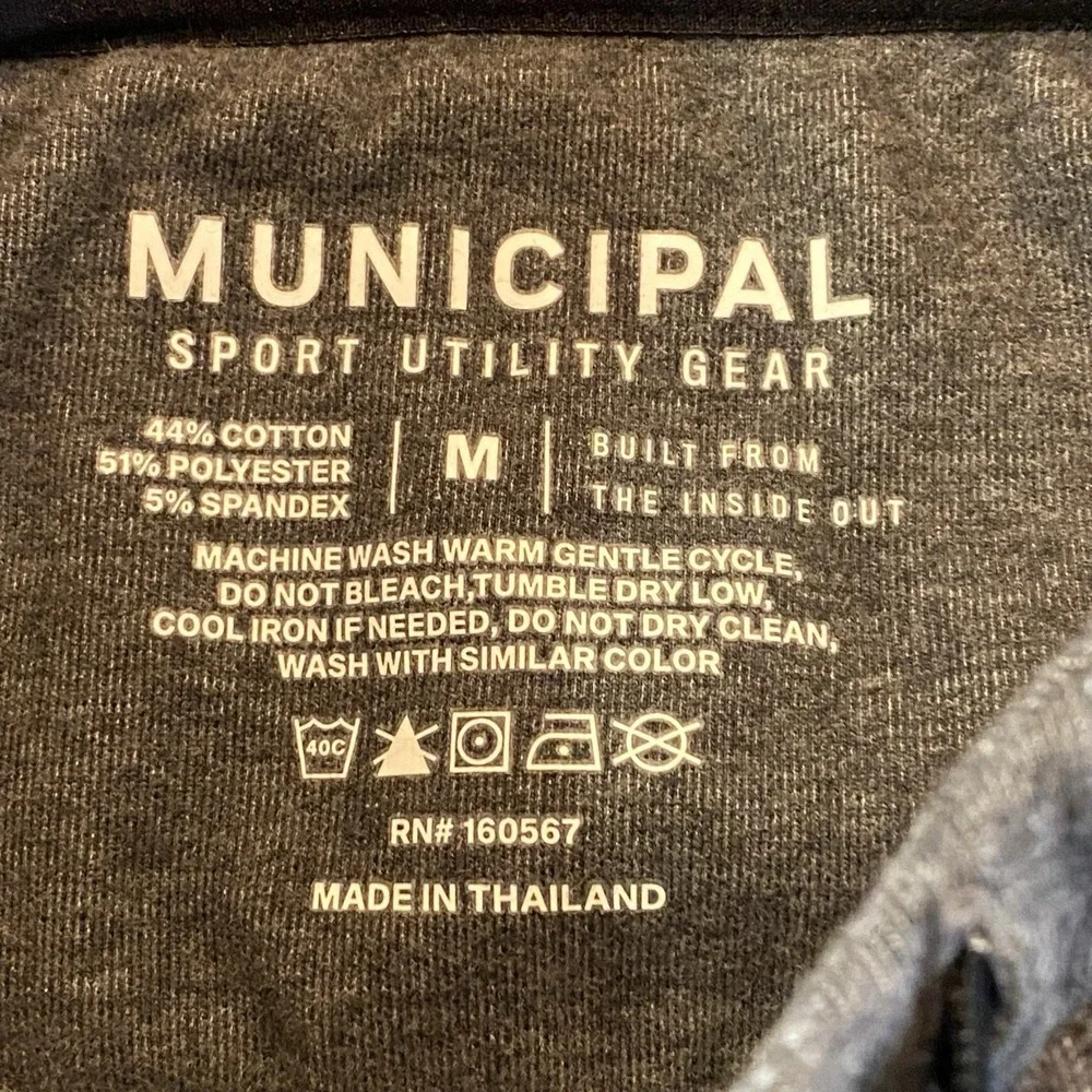 Municipal Sport Utility Hoodie Medium Men's Gray Black Pockets Sleeve Logo Hit‎